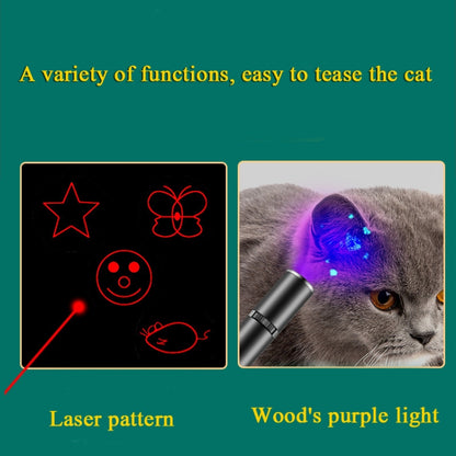USB ชาร์จเลเซอร์รูปแบบไฟฉายแมวตลกพร้อมโคมไฟตรวจจับแสงสีม่วงของไม้, Funny Cat Flashlight