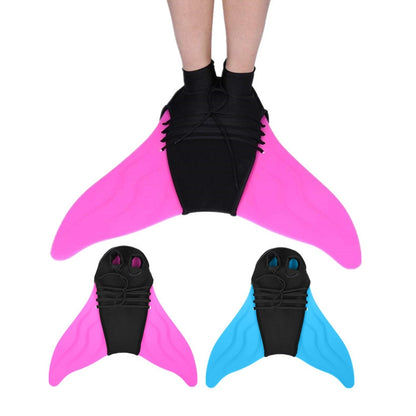 รองเท้านางเงือกครีบฟรอสต์ครีบดำน้ำแบบชิ้นเดียว, Diving Fins(F02 Pink Children), Diving Fins(F03 Blue Children), Diving Fins(F58 Blue Adult)