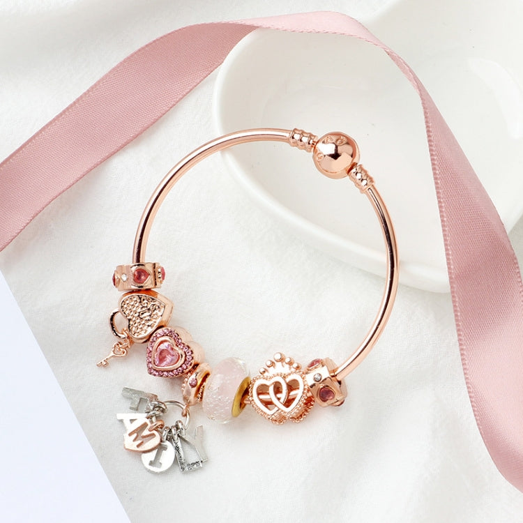 MGZ03 Rose Gold Love Heart Lock สร้อยข้อมือตกแต่ง, ความยาว:, 18cm, 19cm, 20cm