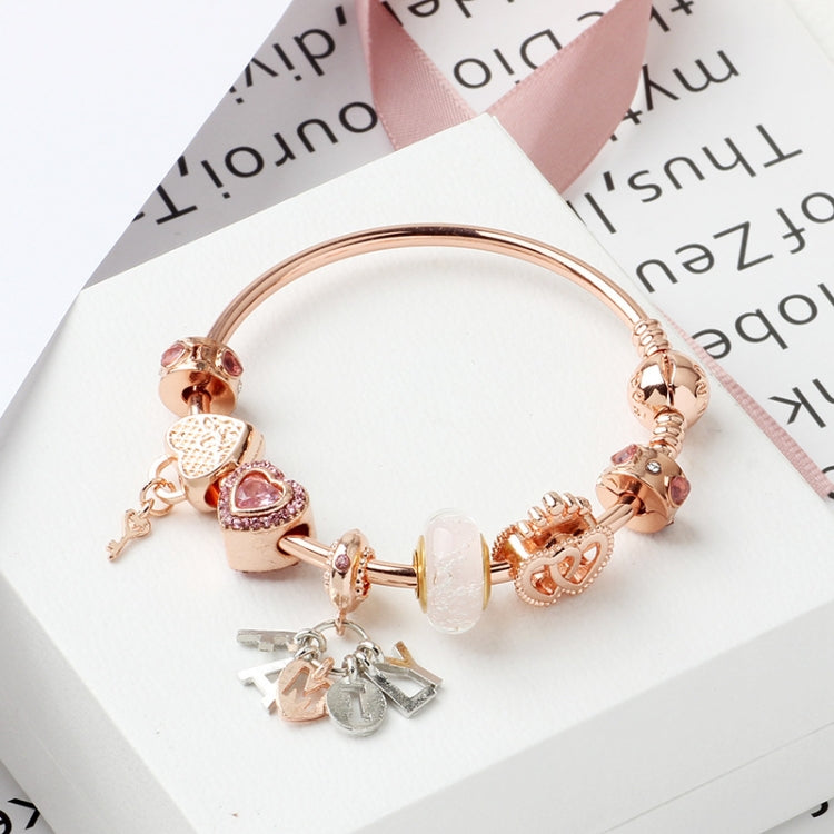 MGZ03 Rose Gold Love Heart Lock สร้อยข้อมือตกแต่ง, ความยาว:, 18cm, 19cm, 20cm