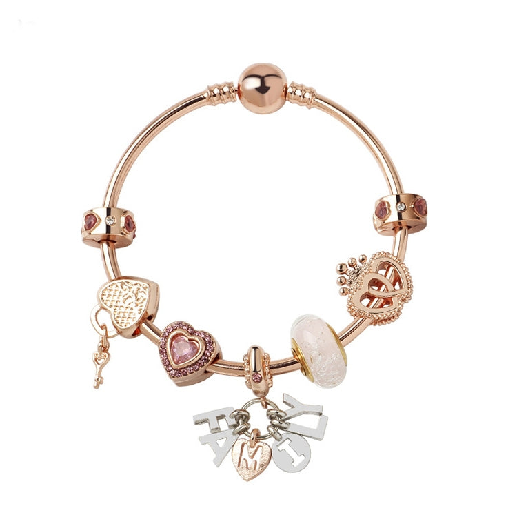MGZ03 Rose Gold Love Heart Lock สร้อยข้อมือตกแต่ง, ความยาว:, 18cm, 19cm, 20cm