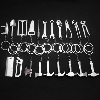 10 ชิ้นเครื่องมือพวงกุญแจโลหะจี้พวงกุญแจรถ, H-540 Activity Wrench, H-389 Hex Wrench, H-391 Glossy Ax, H-388 Thread Ax, H-395 Double Head Wrench, H-405 Double Row Saw, H-402 Hand Saw, H-541 Crooked Nose Pliers, H-399 Pliers, X-396 Vise, H-556 Shovel    ...
