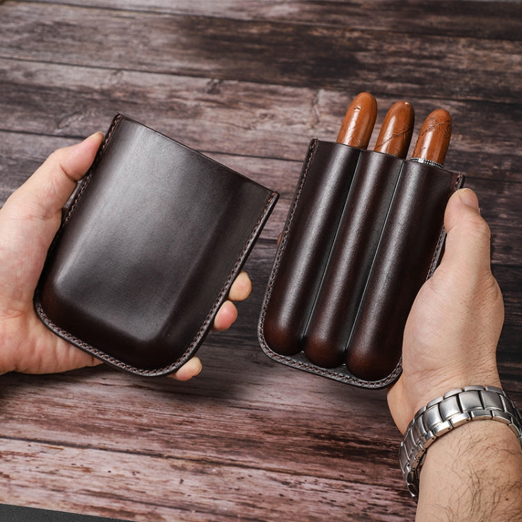 CF5003 Outdoor Travel แบบพกพาซิการ์ Humidor หนังซิการ์สามารถเก็บซิการ์ 3 ชิ้น, CF5003