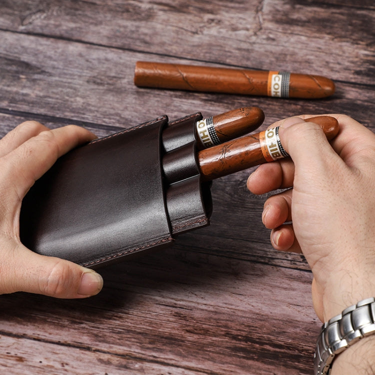 CF5003 Outdoor Travel แบบพกพาซิการ์ Humidor หนังซิการ์สามารถเก็บซิการ์ 3 ชิ้น, CF5003