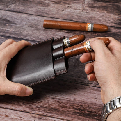 CF5003 Outdoor Travel แบบพกพาซิการ์ Humidor หนังซิการ์สามารถเก็บซิการ์ 3 ชิ้น, CF5003