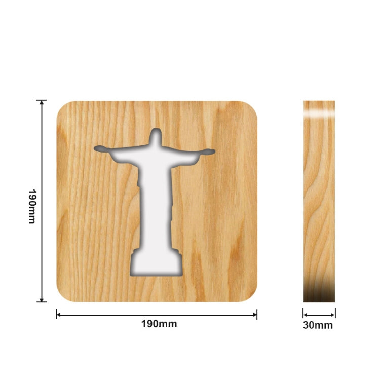 FS-T1971W 2.5W พระเยซูบาทหลวงโคมไฟตั้งโต๊ะ USB ไม้เนื้อแข็งกลวงไฟกลางคืน, Jesus Pastor