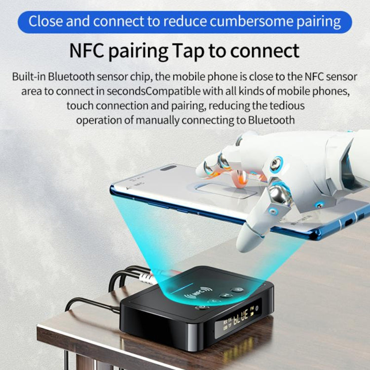 M6 NFC Bluetooth 5.0 ตัวรับ & ตัวส่ง & FM 3 In 1 Adapter, M6