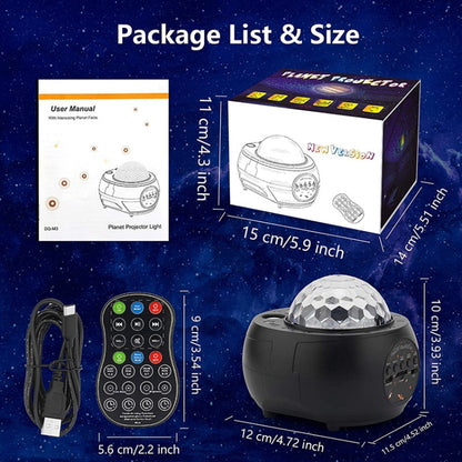 DQ-M3 LED หมุนแสงดาวบนท้องฟ้าเพลงบลูทูธดาวเคราะห์มหาสมุทรโปรเจคเตอร์รองรับการ์ด TF, สไตล์:, USB + Bluetooth, Battery + Bluetooth