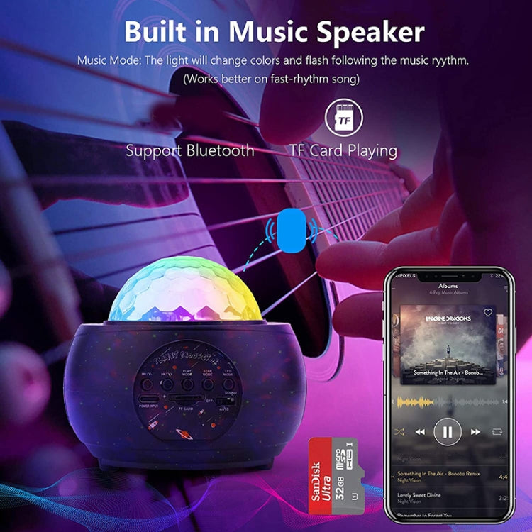 DQ-M3 LED หมุนแสงดาวบนท้องฟ้าเพลงบลูทูธดาวเคราะห์มหาสมุทรโปรเจคเตอร์รองรับการ์ด TF, สไตล์:, USB + Bluetooth, Battery + Bluetooth
