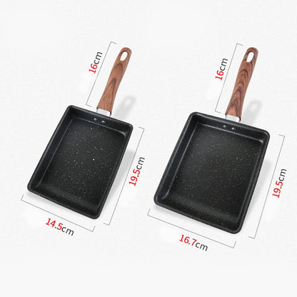 JBY-6658 กระทะขนาดเล็ก Tamagoyaki Pan Maifanshi กระทะทอดแบบไม่ติดกระทะ Square Omelette Pan, ขนาด:, Small (Imitation Wood Grain Handle)