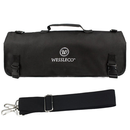 WESSLECO กระเป๋าเก็บมีดเชฟ กระเป๋าม้วนมีด, WESSLECO Black