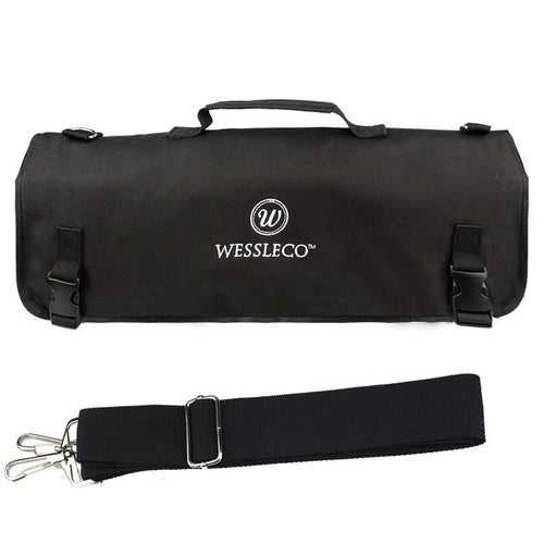 WESSLECO กระเป๋าเก็บมีดเชฟ กระเป๋าม้วนมีด, WESSLECO Black