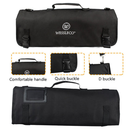 WESSLECO กระเป๋าเก็บมีดเชฟ กระเป๋าม้วนมีด, WESSLECO Black