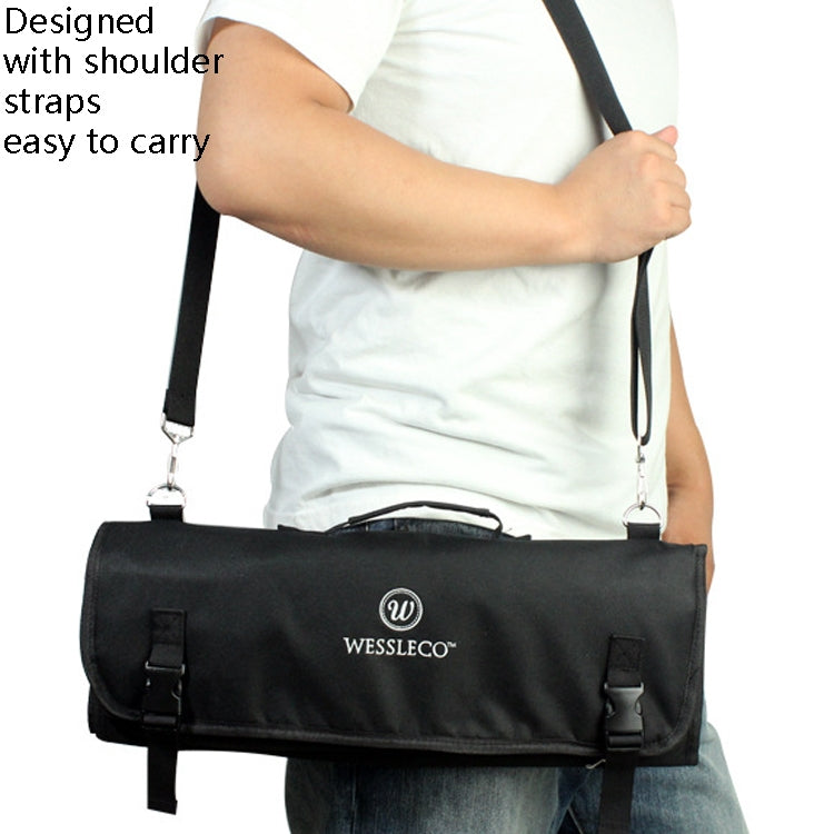 WESSLECO กระเป๋าเก็บมีดเชฟ กระเป๋าม้วนมีด, WESSLECO Black