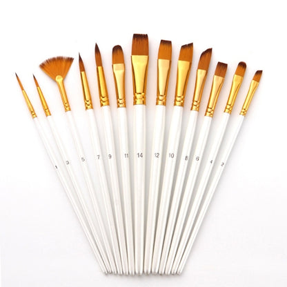 Zhu Ting 2 ชุดนักเรียนไนลอนขนสัตว์มัลติฟังก์ชั่แปรงสีน้ำ, 13 PCS/Set Pearl Blue, 13 PCS/Set Pearl White