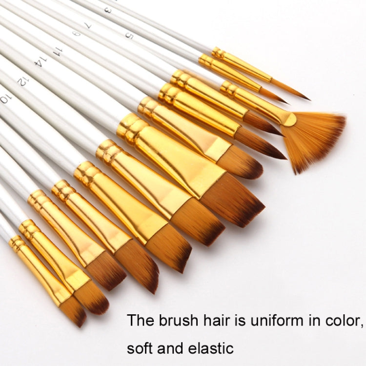 Zhu Ting 2 ชุดนักเรียนไนลอนขนสัตว์มัลติฟังก์ชั่แปรงสีน้ำ, 13 PCS/Set Pearl Blue, 13 PCS/Set Pearl White