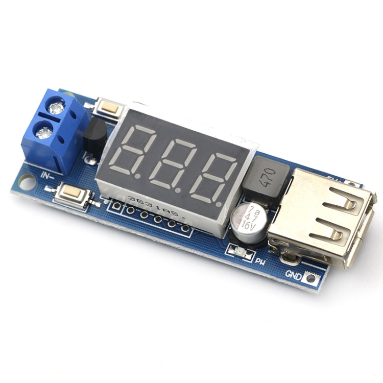 HW-318 12V ถึง 5V บั๊กโมดูล DC-DC 3A DC โมดูลไฟ LED แบตเตอรี่ รถ โวลต์มิเตอร์