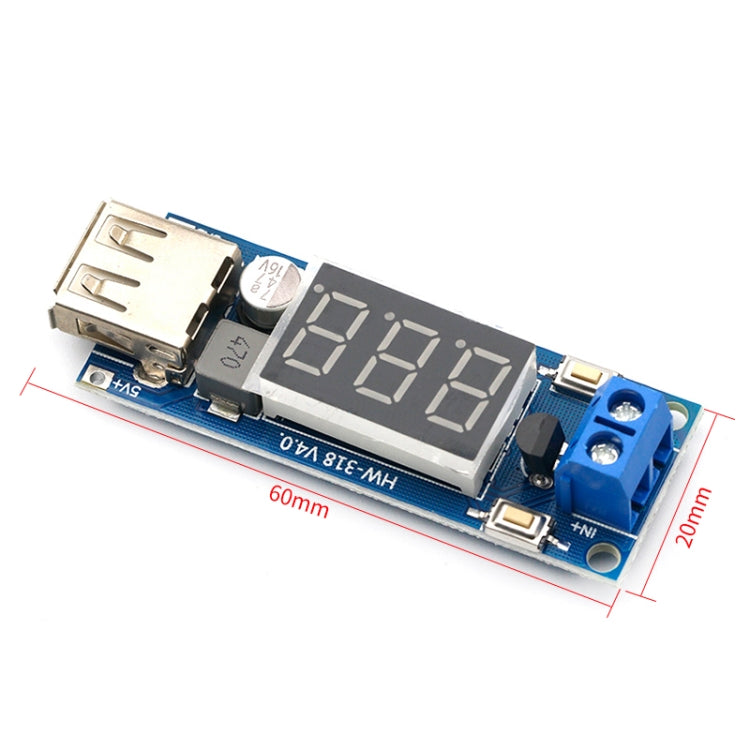 HW-318 12V ถึง 5V บั๊กโมดูล DC-DC 3A DC โมดูลไฟ LED แบตเตอรี่ รถ โวลต์มิเตอร์