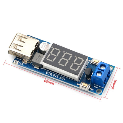 HW-318 12V ถึง 5V บั๊กโมดูล DC-DC 3A DC โมดูลไฟ LED แบตเตอรี่ รถ โวลต์มิเตอร์