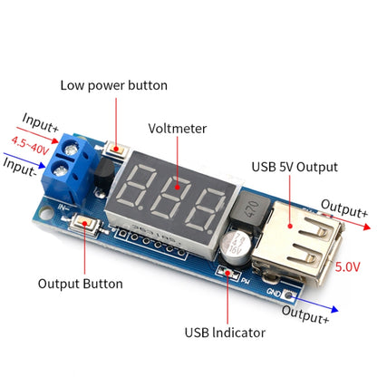 HW-318 12V ถึง 5V บั๊กโมดูล DC-DC 3A DC โมดูลไฟ LED แบตเตอรี่ รถ โวลต์มิเตอร์
