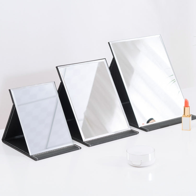 3 PCS พับแบบพกพากระจกแต่งหน้าความละเอียดสูง PU หนังเดสก์ท็อปโต๊ะเครื่องแป้งกระจก ขนาด:, Extra Large (Black), Extra Large (White), Large (Black), Medium (Black)