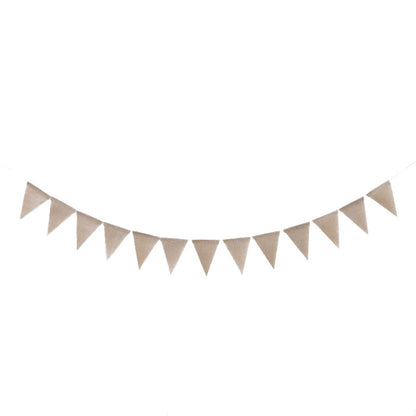 2 PCS Swallowtail Burlap ธงวันเกิดปีแรก Mori Series Party Flags, Burlap Triangle Flag