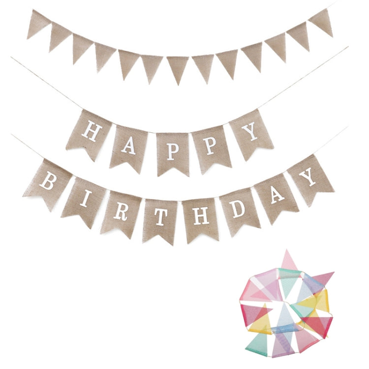2 PCS Swallowtail Burlap ธงวันเกิดปีแรก Mori Series Party Flags, Burlap Triangle Flag