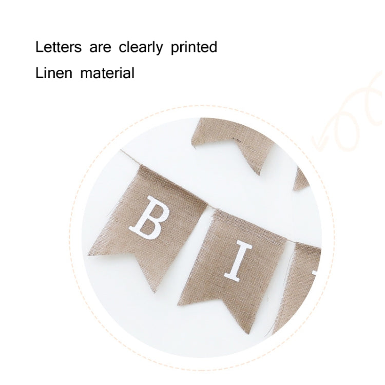 2 PCS Swallowtail Burlap ธงวันเกิดปีแรก Mori Series Party Flags, Burlap Triangle Flag