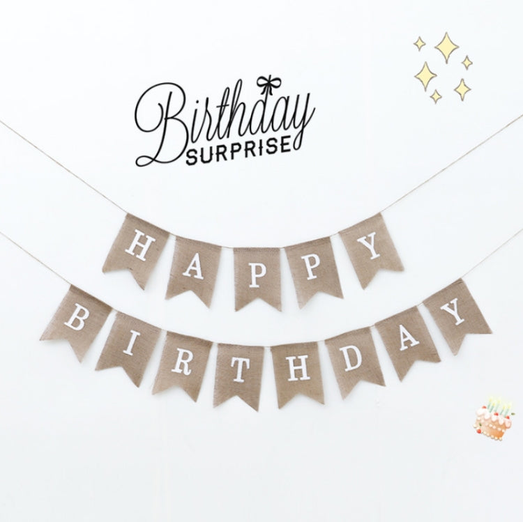 2 PCS Swallowtail Burlap ธงวันเกิดปีแรก Mori Series Party Flags, Burlap Triangle Flag