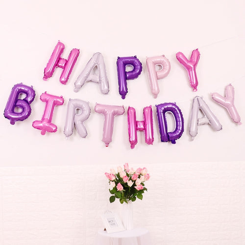 2 PCS 16 Inch Happy Birthday Letter Aluminium Film Balloon Birthday Party Decoration ข้อมูลจำเพาะ: