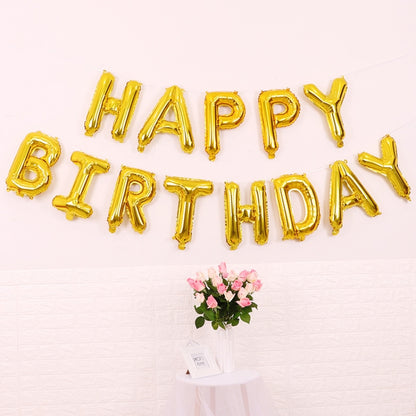 2 PCS 16 Inch Happy Birthday Letter Aluminium Film Balloon Birthday Party Decoration ข้อมูลจำเพาะ: