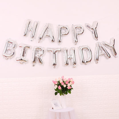 2 PCS 16 Inch Happy Birthday Letter Aluminium Film Balloon Birthday Party Decoration ข้อมูลจำเพาะ: