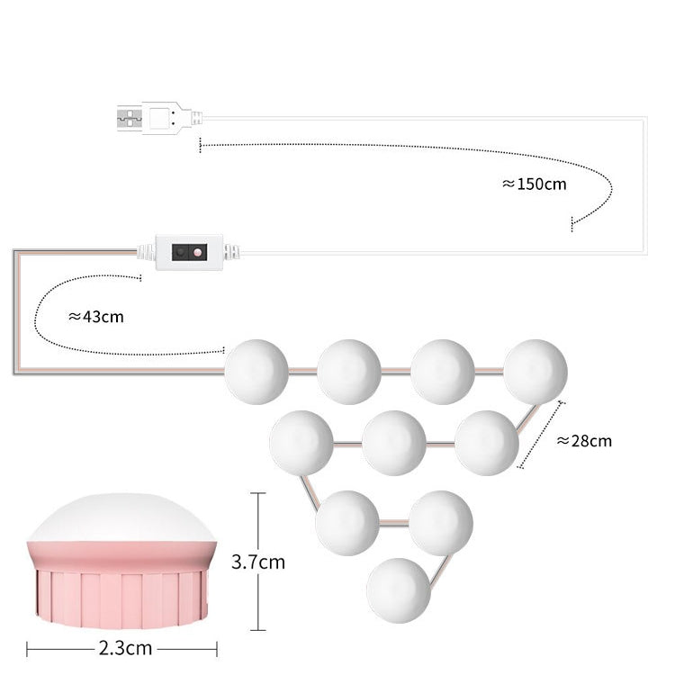 โคมไฟ LED แต่งหน้ากระจกด้านหน้าความงามเติมแสงมือกวาดความรู้สึกโคมไฟ, 2 Bulbs, 6 Bulbs, 10 Bulbs, 14 Bulbs