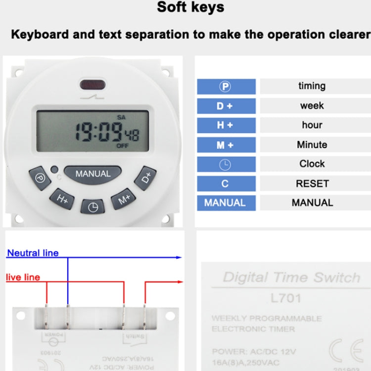 L701 Small Timing Microcomputer Time Control Switching สวิตช์จับเวลาพาวเวอร์ซัพพลาย, 220V, 12V, 24V, 110V