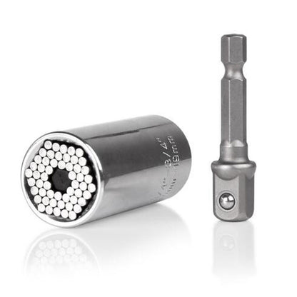 Universal ประแจแรงบิดหัวชุดซ็อกเก็ตปลั๊ก 7-19mm Power Drill Ratchet Bushing Spanner Key Magic Multi เครื่องมือ, 7-19mm Wrench