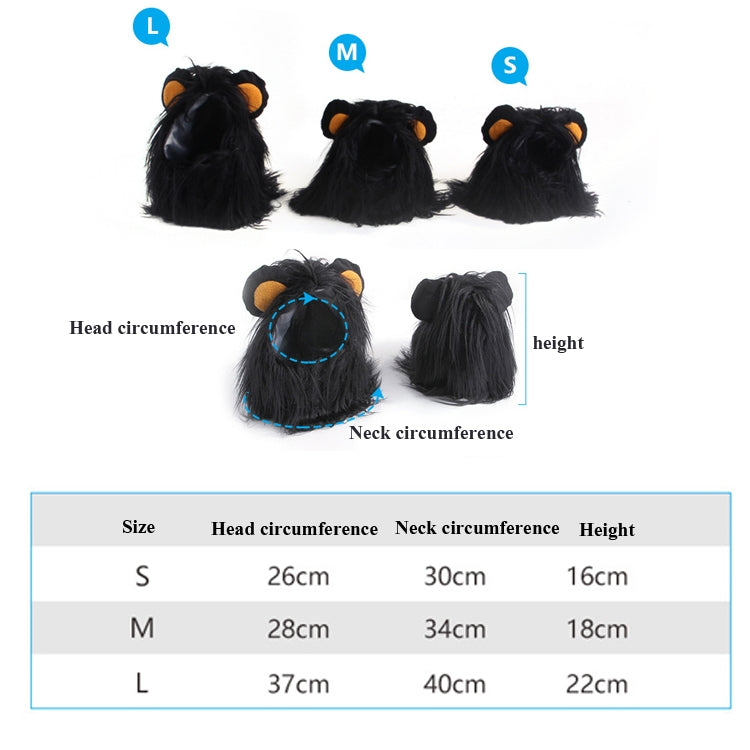 2 PCS สัตว์เลี้ยงสุนัขแมวสิงโตเทียม Headgear Headdress หมวกวิกผม, S, L