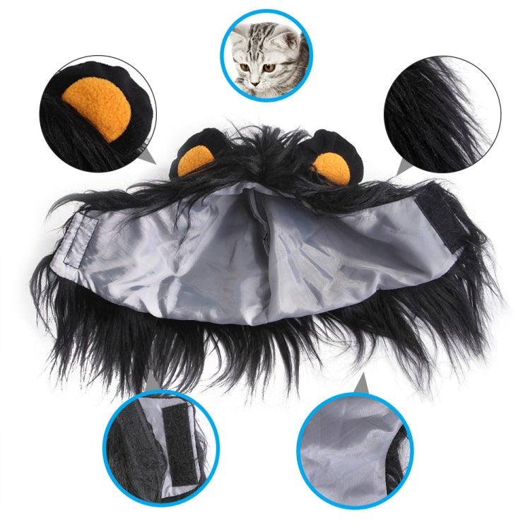 2 PCS สัตว์เลี้ยงสุนัขแมวสิงโตเทียม Headgear Headdress หมวกวิกผม, S, L