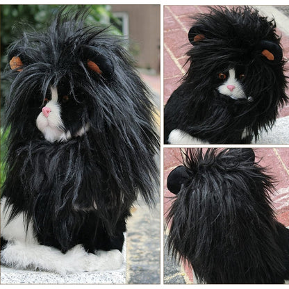2 PCS สัตว์เลี้ยงสุนัขแมวสิงโตเทียม Headgear Headdress หมวกวิกผม, S, L