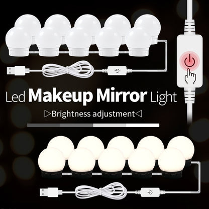 3 อุณหภูมิสีกระจกโคมไฟหน้า USB Simple Bathroom หลอดไฟแต่งหน้า, 2 LEDs, 6 LEDs, 10 LEDs, 14 LEDs