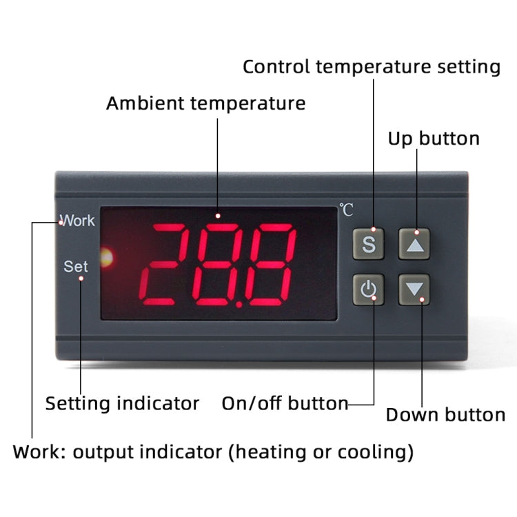 MH-1210W เครื่องควบคุมอุณหภูมิแบบดิจิตอล LCD เครื่องควบคุมอุณหภูมิเทอร์โมคัปเปิลพร้อมเซนเซอร์เครื่องวัดอุณหภูมิช่วงอุณหภูมิ: -50 ถึง 110 องศาเซลเซียส, MH-1210W