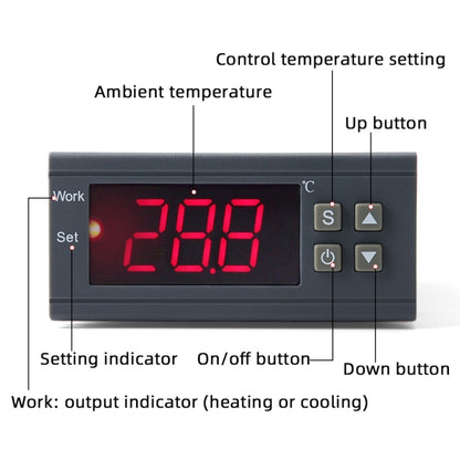 MH-1210W เครื่องควบคุมอุณหภูมิแบบดิจิตอล LCD เครื่องควบคุมอุณหภูมิเทอร์โมคัปเปิลพร้อมเซนเซอร์เครื่องวัดอุณหภูมิช่วงอุณหภูมิ: -50 ถึง 110 องศาเซลเซียส, MH-1210W
