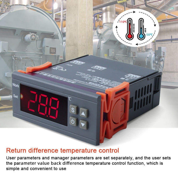 MH-1210W เครื่องควบคุมอุณหภูมิแบบดิจิตอล LCD เครื่องควบคุมอุณหภูมิเทอร์โมคัปเปิลพร้อมเซนเซอร์เครื่องวัดอุณหภูมิช่วงอุณหภูมิ: -50 ถึง 110 องศาเซลเซียส, MH-1210W
