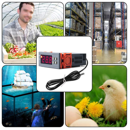MH-1210W เครื่องควบคุมอุณหภูมิแบบดิจิตอล LCD เครื่องควบคุมอุณหภูมิเทอร์โมคัปเปิลพร้อมเซนเซอร์เครื่องวัดอุณหภูมิช่วงอุณหภูมิ: -50 ถึง 110 องศาเซลเซียส, MH-1210W