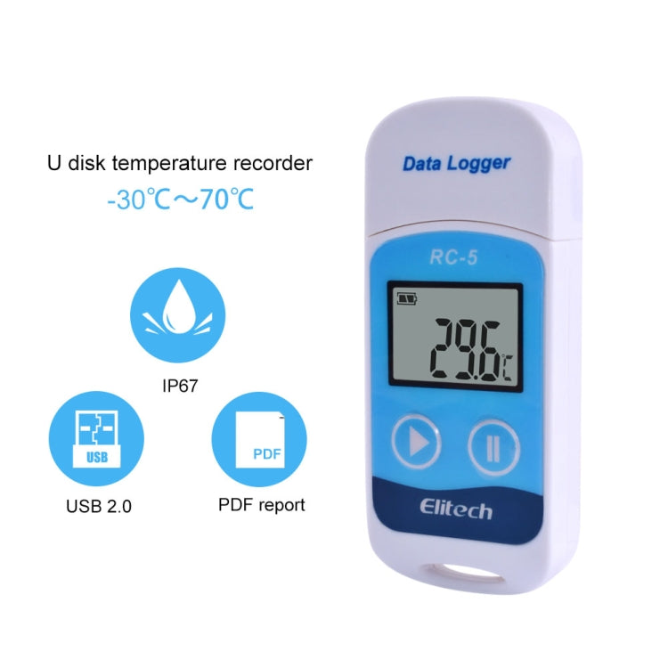 TTE35065 เครื่องบันทึกอุณหภูมิแบบดิจิตอล USB สำหรับการจัดเก็บคลังสินค้า ตู้เย็น ห้องเย็น และห้องปฏิบัติการ, TTE35065