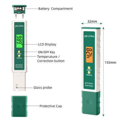 PH-2 Pro Litmus Tester กระดาษทดสอบสารสีน้ำเงินเปลี่ยนสี PH Meter เครื่องวัดคุณภาพน้ำ