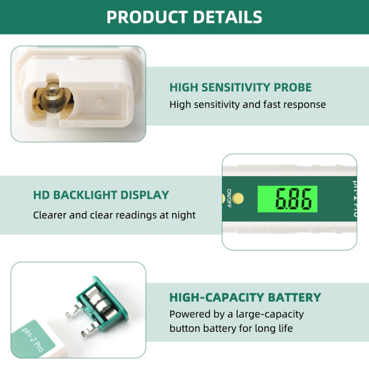 PH-2 Pro Litmus Tester กระดาษทดสอบสารสีน้ำเงินเปลี่ยนสี PH Meter เครื่องวัดคุณภาพน้ำ