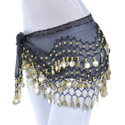 Lady Belly Dance ผ้าพันคอสะโพกอุปกรณ์เสริม 3 แถวกระโปรง Bellydance เอว CHAIN Wrap ผู้ใหญ่สวมใส่, One Size