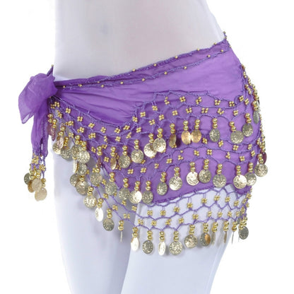 Lady Belly Dance ผ้าพันคอสะโพกอุปกรณ์เสริม 3 แถวกระโปรง Bellydance เอว CHAIN Wrap ผู้ใหญ่สวมใส่, One Size