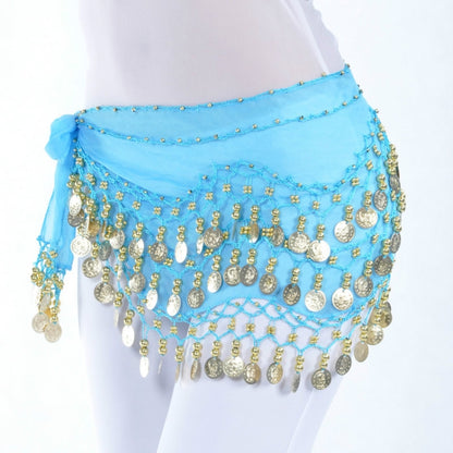 Lady Belly Dance ผ้าพันคอสะโพกอุปกรณ์เสริม 3 แถวกระโปรง Bellydance เอว CHAIN Wrap ผู้ใหญ่สวมใส่, One Size