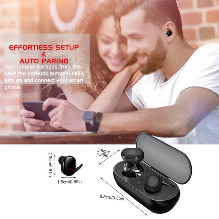 Y30 ชุดหูฟังไร้สาย Bluetooth 5.0 หูฟังมินิในหู, Black
